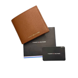 Tommy Hilfiger Men's Premium AM0AM10607 Coin & Cards Wallet - Tan
