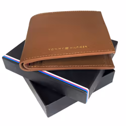 Tommy Hilfiger Men's Premium AM0AM10607 Coin & Cards Wallet - Tan