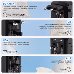 Voomy Travel Y20 power plug adapter Universal Black