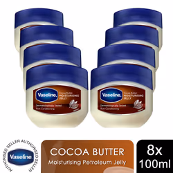 Vaseline Petroleum Jelly Moisturising Cocoa Butter 100ml, 8pk