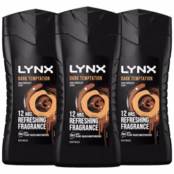 Lynx Dark Temptation 12-H Refreshing Shower Gel Body Wash, 3x225ml