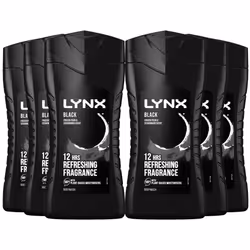 Lynx Black 12-H Refreshing Shower Gel Body Wash for Men 6x225ml