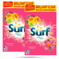 2x45W Surf Fragrance Release Hygiene Laundry Washing Powder - Buy 2 - Tropical Lily