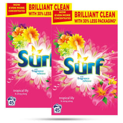 2x45W Surf Fragrance Release Hygiene Laundry Washing Powder - Buy 2 - Tropical Lily