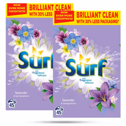 2x45W Surf Fragrance Release Hygiene Laundry Washing Powder - Buy 2 - Lavender &  Jasmine