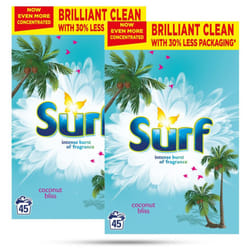 2x45W Surf Fragrance Release Hygiene Laundry Washing Powder - Buy 2 - Coconut Bliss