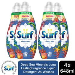 4x 24W Surf Deep Sea Minerals Lasting Fragrance Liquid Detergent 648ml