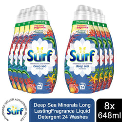 8x 24W Surf Deep Sea Minerals LastingFragrance Liquid Detergent 648ml