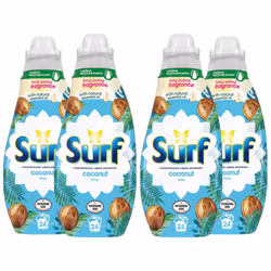4x 24W Surf Coconut Bliss Lasting Fragrance Liquid Detergent 648ml