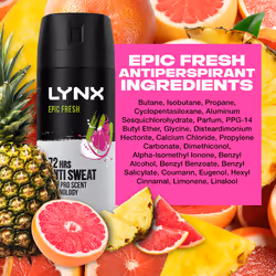 Epic Fresh 72-hour protection against odour and wetness Anti-perspirant Deodorant aerosol with a grapefruit & tropical