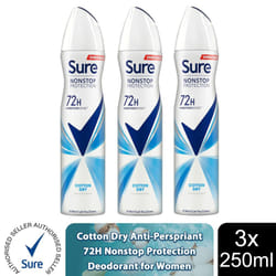 Sure Women 72H Nonstop Protection Deodorant - Cotton Dry-3PK