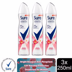 Sure Women 72H Nonstop Protection Deodorant - Bright Bouquet-3PK