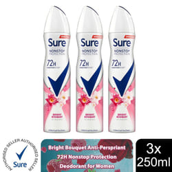 Sure Women 72H Nonstop Protection Deodorant - Bright Bouquet-3PK