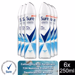 Sure Women 72H Nonstop Protection Deodorant - Cotton Dry-6PK