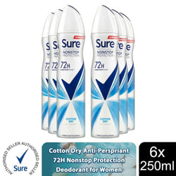 Sure Women 72H Nonstop Protection Deodorant - Cotton Dry-6PK