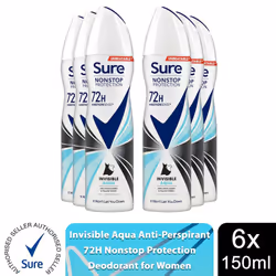 Sure Women 72H Anti-Sweat Anti-Perspirant, 150ml - Buy 6, Invisible Aqua
