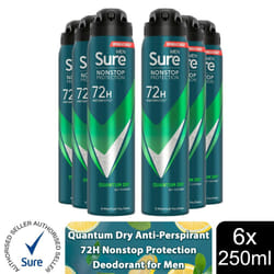 Sure Men AP Deodorant 72H Nonstop Protection 250ml - Quantum Dry - 6 PK