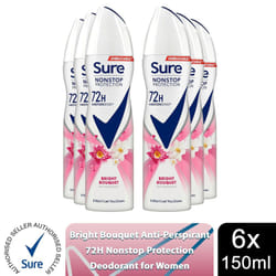 Sure Women 72H Anti-Sweat Anti-Perspirant, 150ml - Buy 6, Uplifting & Fresh