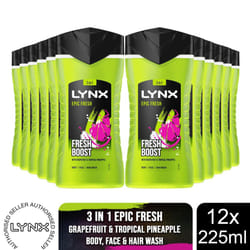 Lynx Shower Gel Epic Fresh 225ml, 3 or 12 Pack - Buy 12