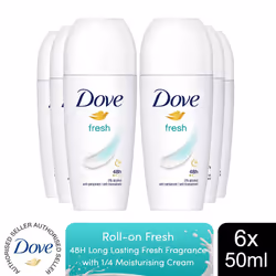 Dove Fresh Roll On AP up to 48H of Sweat & Odour Protection, 6x50ml