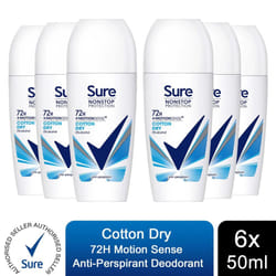 Sure Women Antiperspirant Deodorant - 50ml - Buy 6 - Cotton Dry