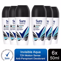 Sure Women Antiperspirant Deodorant - 50ml - Buy 6 - Invisible Aqua