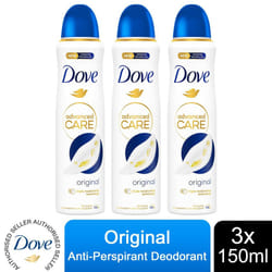 Dove AntiPerspirant Advanced Care Deodorant, 150ml - Buy 3 - Original