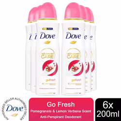 Dove Advanced Care AP Deodorant Spray, 200ml - Buy 6 - Pomegranate & Lemon Verbena