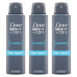 Dove Men+Care Classic Antiperspirant with 48H Sweat Protection Deo 150ml, 3 Pack