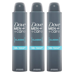 Dove Men+Care Classic Antiperspirant with 48H Sweat Protection Deo 200ml, 3 Pack
