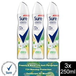 Sure Women 72H Nonstop Protection Deodorant - Freesia & Water Lily-3PK