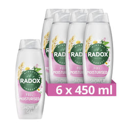 Mineral Therapy Feel Moisturised Body Wash shower gel with a chamomile & oat fragrance for a soothing shower experience 6x 450 ml