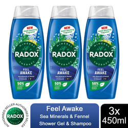 Radox Body Wash & Shampoo 2in1 Feel Awake Men450ml - Buy 3 - Feel Awake