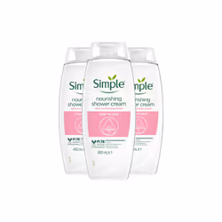 Simple Kind to Skin Nourishing Shower Cream with Gentle Formulation 450ml, 3 Pk