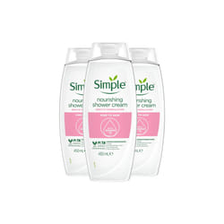 Simple Kind to Skin Nourishing Shower Cream with Gentle Formulation 450ml, 3 Pk