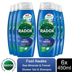 Radox Body Wash & Shampoo 2in1 Feel Awake Men450ml - Buy 6 - Feel Awake