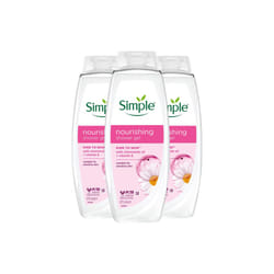 Simple Kind to Skin Nourishing Shower Gel Natural Geranium Oil 675ml, 3pk