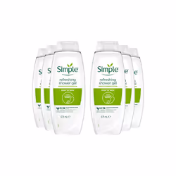 Simple Kind to Skin Refreshing Shower Gel with Gentle Formulation 675ml, 6 Pack