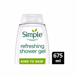 Simple Kind to Skin Refreshing Shower Gel with Gentle Formulation 675ml, 6 Pack