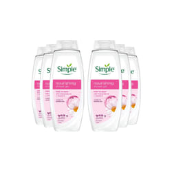 Simple Kind to Skin Nourishing Shower Gel Natural Geranium Oil 675ml,6pk