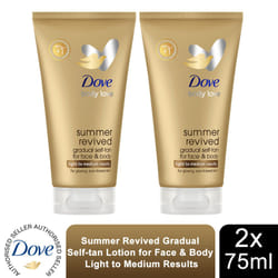 2x Dove Derma Spa Face Cream Summer Revived Self Tan 75ml