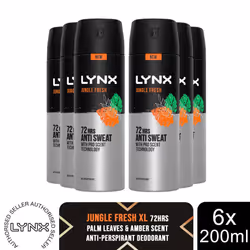 Lynx Jungle Fresh Antiperspirant Spray 72H Protection Deo 200ml 6Pk