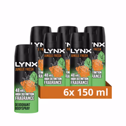 Jungle Fresh Body Spray deodorant with a palm leaves & amber scent 48 hours of odour-busting zinc tech 6x 150 ml