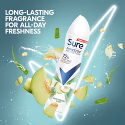 Pure Melon Aloe Vera Antiperspirant Deodorant with Body Heat Activated technology Aerosol Spray for 72-hour sweat and odour protection 6x 250 ml