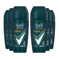 Sure Men Sensitive Anti-perspirant Roll On Deo, 6x50ml