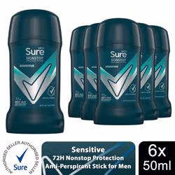 Sure Men Anti Perspirant Deodorant Stick Sensitive, 6x50ml