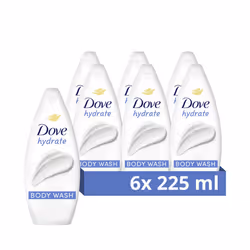 Hydrate Body Wash Body Cleanser shower gel with plant-based moisturisers for softer, smoother skin after one shower 6x 225 ml