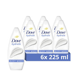 Hydrate Body Wash Body Cleanser shower gel with plant-based moisturisers for softer, smoother skin after one shower 6x 225 ml