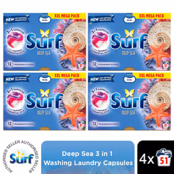 Surf 3 in 1 Laundry Detergent Deep Sea 2 or 4 Pack - Buy 4