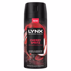 Lynx Men Deodorant Body Spray Cherry Spritz with 72Hrs Freshness 150ml, 3 Pack